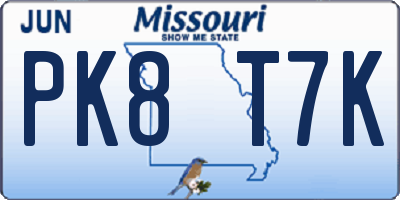 MO license plate PK8T7K