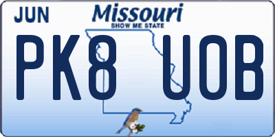 MO license plate PK8U0B