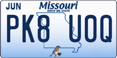 MO license plate PK8U0Q