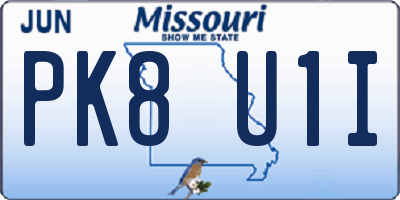 MO license plate PK8U1I