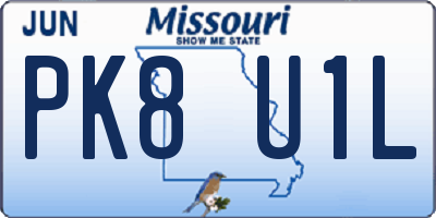 MO license plate PK8U1L