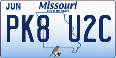 MO license plate PK8U2C