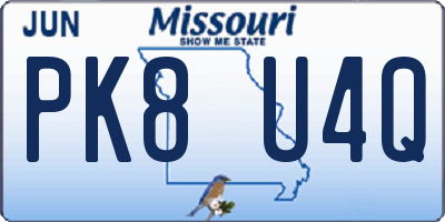 MO license plate PK8U4Q