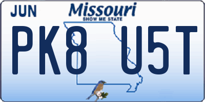 MO license plate PK8U5T