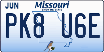 MO license plate PK8U6E