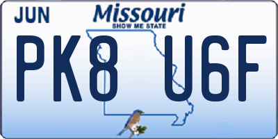 MO license plate PK8U6F