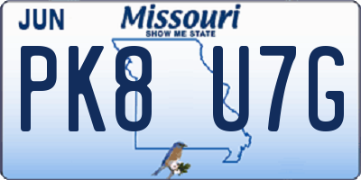 MO license plate PK8U7G