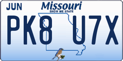 MO license plate PK8U7X