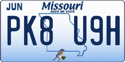 MO license plate PK8U9H