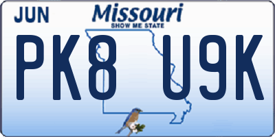 MO license plate PK8U9K