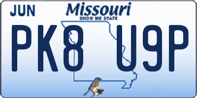 MO license plate PK8U9P