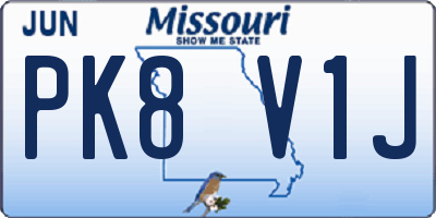 MO license plate PK8V1J