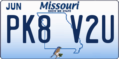 MO license plate PK8V2U