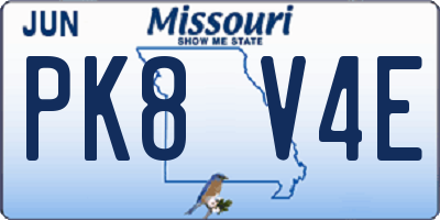 MO license plate PK8V4E