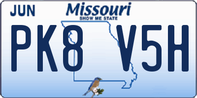 MO license plate PK8V5H