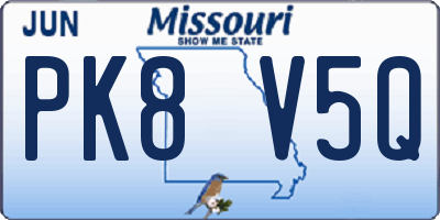 MO license plate PK8V5Q