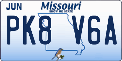 MO license plate PK8V6A