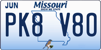 MO license plate PK8V8O