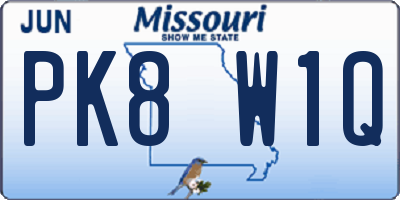 MO license plate PK8W1Q