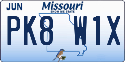 MO license plate PK8W1X