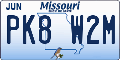 MO license plate PK8W2M