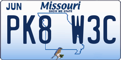 MO license plate PK8W3C