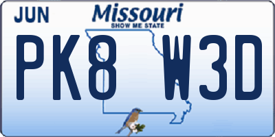 MO license plate PK8W3D