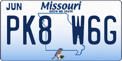 MO license plate PK8W6G