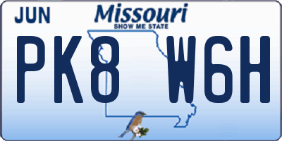 MO license plate PK8W6H