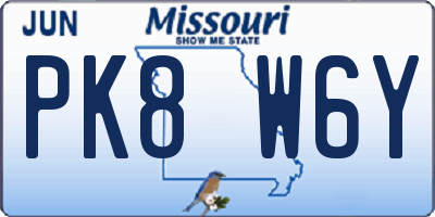 MO license plate PK8W6Y