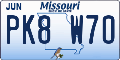 MO license plate PK8W7O