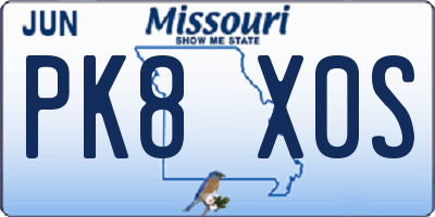 MO license plate PK8X0S