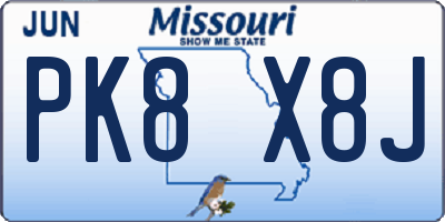 MO license plate PK8X8J