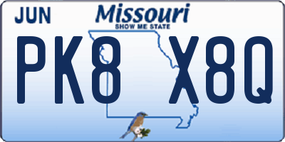 MO license plate PK8X8Q