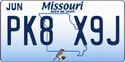 MO license plate PK8X9J