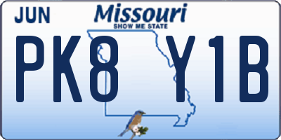 MO license plate PK8Y1B