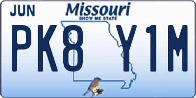 MO license plate PK8Y1M