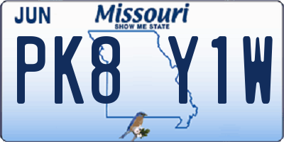 MO license plate PK8Y1W