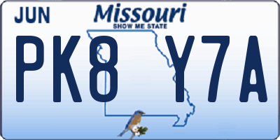 MO license plate PK8Y7A