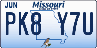 MO license plate PK8Y7U
