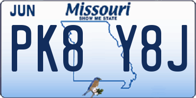 MO license plate PK8Y8J