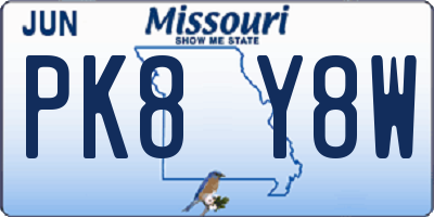 MO license plate PK8Y8W