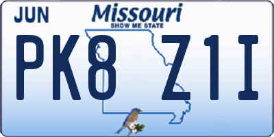 MO license plate PK8Z1I