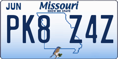 MO license plate PK8Z4Z