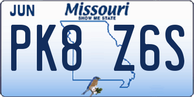 MO license plate PK8Z6S