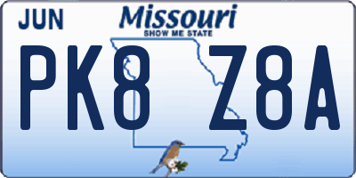 MO license plate PK8Z8A