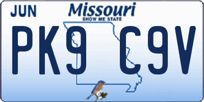 MO license plate PK9C9V