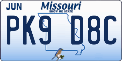 MO license plate PK9D8C