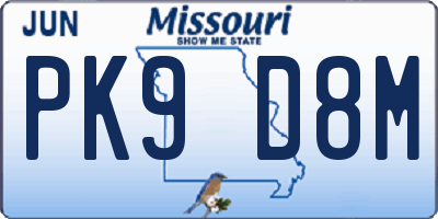 MO license plate PK9D8M