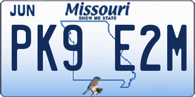 MO license plate PK9E2M